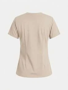 TaskEZ Seragam Perawat Wanita, Kaos Lengan Pendek Leher V dengan 2 Saku - Aprikot - View 4