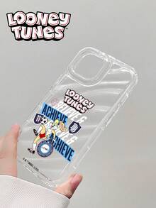 LOONEY TUNES X SHEIN 1個 Looney Tunes Lola Bunny 足球「Believe & Achieve」透明手機殼，波浪紋理，附 Lola Bunny 足球圖案、「BELIEVE & ACHIEVE」字樣及經典「LOONEY TUNES」標誌。全覆蓋防震保護，適合卡通愛好者與 Looney Tunes 粉絲的完美禮物。相容 iPhone 手機殼，手機配件，快速出貨。 - 無色 - 查看 7