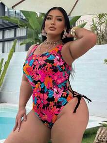 Swim SXY 大码女士连体热带印花沙滩度假泳衣 - 彩色 - 查看 5