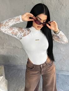 Dayanna Comas 女款春夏音樂節派對透氣網格彈性連身衣連身褲，情人節白色 - 白色 - 查看 5