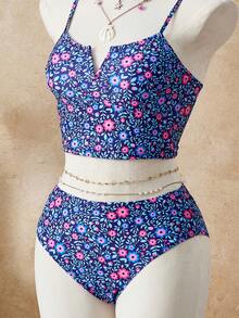 Swim Lushoire Bộ đồ bơi tankini 2 mảnh dành cho nữ, họa tiết hoa ngẫu nhiên, thời trang, phù hợp cho người trưởng thành, thường ngày, mùa hè, đi biển. - Nhiều màu - Xem 5