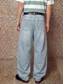 HypeHours Jeans décontractés à jambes larges avec poches, coupe ample pour hommes - Jean clair - Voir 2