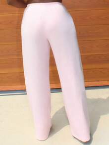 Steph T 女士轻薄粉色系带宽松休闲运动裤，适合夏季、日常休闲穿着、毕业季、返校季、毕业典礼、女教师服装 - 淺粉色 - 查看 2