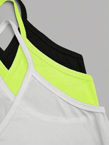 EMERY ROSE Plus Size Casual V-Neck Sports 3 Pieces Set Including Tank Top - Multicolor - View 7