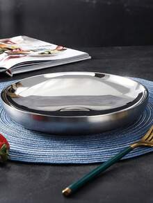 Haus Hana 1PC Stainless Steel Bowl And Plate Kit, Hotel Double-Layer Bowl And Vegetable Plate, Household Kitchen Utensil And Plate - Silver - View 3