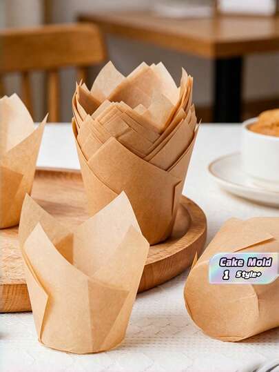 50 pièces Caissettes de cupcakes forme tulipe, caissettes pour muffins, caissettes flambées, jetables et résistantes aux hautes températures, plateaux de papier anti-graisse. Décorations pour la Saint-Valentin, les mariages, les anniversaires, le Ramadan, Pâques. Organisation et rangement de cuisine, cuisson, fournitures de cuisson, articles scolaires, décoration de cuisine.