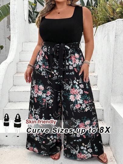 SHEIN CURVE+ Plus Size Minimalist Fashion Casual Everyday Jumpsuit Boho Vacation
