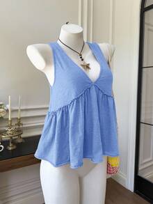 Comfortcana Vestito a trapezio vintage in stile bohémien, con lavaggio, in patchwork, di colore blu - Blu - Visualizzare 4