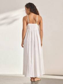 Ocili Bộ đồ mặc nhà phong cách Bohemian thoải mái, chất liệu cotton, gồm áo hai dây và váy, họa tiết khoét lỗ, thêu, thích hợp cho nữ. - trắng - Xem 3