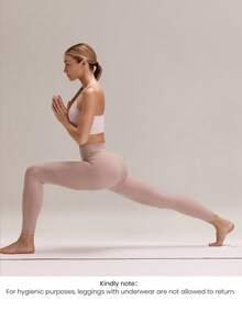 GLOWMODE Quần legging yoga FeatherFit™ 24" cạp cao không xuyên thấu, lưng Y nâng mông, túi ẩn phía trước, tích hợp quần lót thong, dùng cho Pilates studio và mặc hàng ngày - Màu hồng gỉ - Xem 8