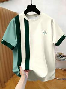 Manfinity Homme Áo thun ngắn tay cổ tròn đa năng, phối màu độc đáo, in logo chữ H, kiểu dáng thể thao. - Nhiều màu - Xem 1
