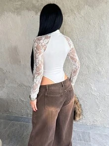 Dayanna Comas 女款春夏音樂節派對透氣網格彈性連身衣連身褲，情人節白色 - 白色 - 查看 2