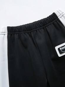 SHEIN Streecool Kids 男童休闲Polo衫长裤套装（2件套），宽松版型，撞色设计，适合日常、休闲、度假、聚会、街头风格等场合。 - 黑色 - 查看 6