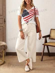 EMERY ROSE Women's Casual Versatile Solid Color Loose Fit Jeans Everyday White Summer/Autumn,Old Money Style/Bohemian,Suitable For All Occasions - Beige - View 7