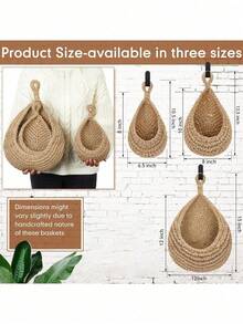 1pc Wall-Mounted Basket, Boho Woven Basket, Creative Teardrop Shape, For Vegetables And Fruits, Kitchen Storage Basket, Kitchen Supplies - Multicolor - View 7