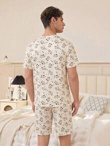 CoupledUp Men's Cute Dog Print Short Sleeve Shorts Pajama Set - Multicolor - View 2