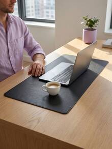 Teckwe 1Pc Large Solid Color Leather Desk Mat, Made Of Smooth Faux Leather, Water-Resistant And Moisture-Proof, Protects Desk Surfaces, Provides Stable Space For Keyboard And Mouse, Ideal For Home Office, Gaming And Daily Work Use. - View 6