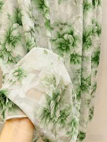 Qadelle Falda de línea A versátil y elegante con diseño floral calado, nueva llegada del verano 2026 - Verde - Ver 4