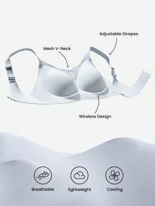 LUVLETTE Plus 無線無痕側撐休閒內衣 Bralette 不顯痕 透氣 T-shirt 運動輕盈黏貼基礎款 藍色 隱形 SizeFreedom 胸罩 - 中等水洗藍 - 查看 7