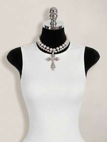SHEIN ICON 女士纯色圆领褶皱无袖迷你连衣裙 - 白色 - 查看 8