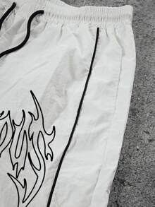 Sport MetroGents Men's Letter Print Drawstring Waist Loose Fit Sweatpants Sweat Pants, Gym - White - View 4