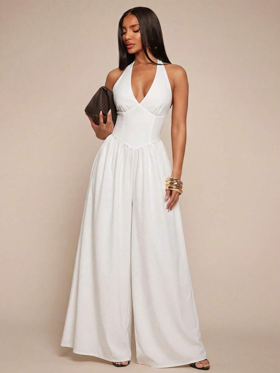 Radiana Bộ jumpsuit nữ mùa hè gợi cảm, tối giản, thanh lịch màu trắng ôm eo, jumpsuit trắng, jumpsuit thường ngày, jumpsuit mặc nhà, trang phục thường ngày, trang phục hẹn hò, jumpsuit đi nghỉ mát, áo khoác ngoài thường ngày, quần đi biển, trang phục mùa hè, trang phục đi làm, trang phục công sở, đồ đi biển, quần áo thường ngày cho nữ. - trắng - Xem 1