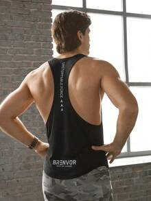 Manfinity RebelGame Men's Knitted Casual Sleeveless Tank Top, Loose And Comfortable For Daily Wear - Coffee Brown - View 3