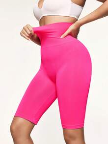 SHAPORA Solid Color High Waist Seamless Shapewear Bottom - Hot Pink - View 8