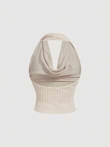 SHEIN MOD 1件女士休闲百搭吊带背心 - 卡其色 - 查看 6