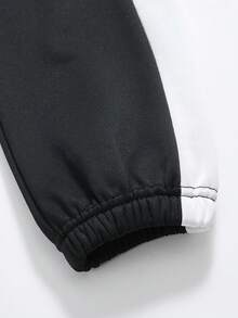 SHEIN Streecool Kids 男童休闲Polo衫长裤套装（2件套），宽松版型，撞色设计，适合日常、休闲、度假、聚会、街头风格等场合。 - 黑色 - 查看 7