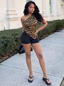Alexandranx Kemeja Wanita Gaya Kasual Minimalis Motif Leopard, Cocok untuk Musim Panas dan Liburan. - MultiWarna - View 5