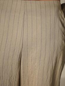 KSTM Women Pinstripe Two Piece Coordinated Set Long Sleeve Button Down Shirt Wide Leg Pants Casual Office Workwear - Khaki - View 7
