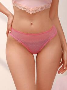 Eraneu 3pcs/Set Hollow Heart Jacquard Mesh Thong Panties - Multicolor - View 7