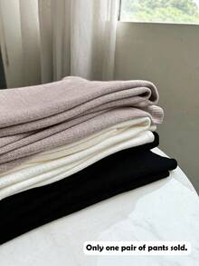 Franclia Quần legging dệt kim dày lót nhiệt kiểu Maillard thời trang thường ngày cho nữ cạp cao, ống đứng ống rộng, quần áo len dệt kim cho trường đại học - Đồng - Xem 3
