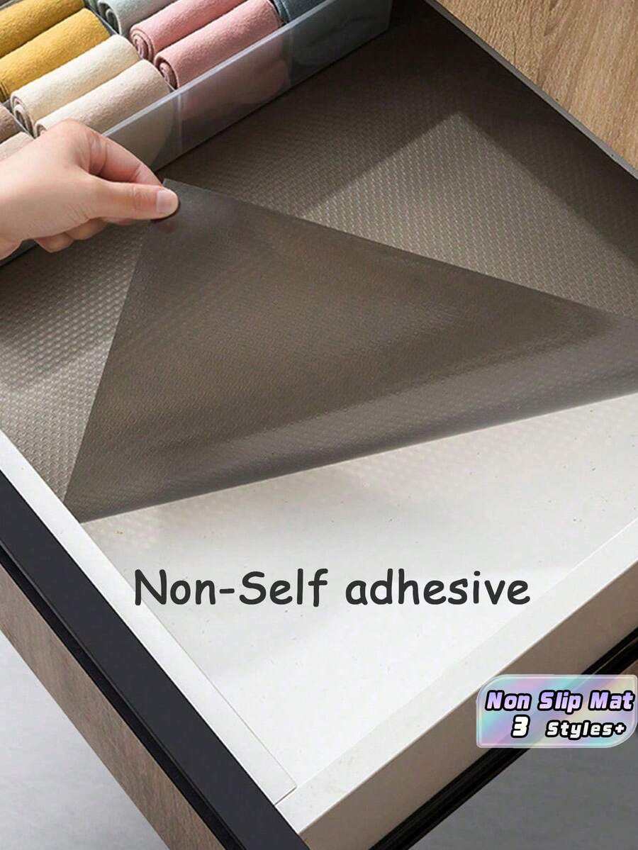 Non-Adhesive Shelf Liner Roll, Transparent Black EVA Non-Slip Mat For Drawers, Cabinets, Refrigerator, Waterproof Easy To Cut Shelf Protector - Black - View 1
