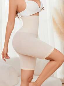 SHAPORA Shorts moldeadores de cintura alta de unicolor para mujer - Beis - Ver 3