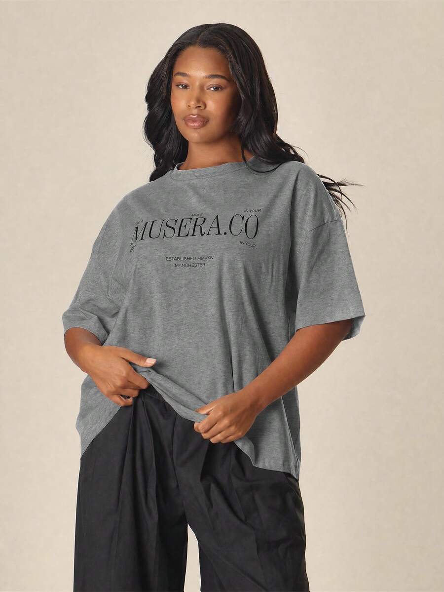 MUSERA Plus Size Graphic Plus Size Tshirt Spring Summer Cute Cosy Cottage Core Spring Dew Holiday - Dark Grey - View 1