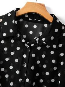 GlowEve CURVE Plus Size Women Casual Loose Solid Color Twist Front Blouse, New Bat Wing Cropped Casual Chiffon Bolero Shrug, Women Solid Color Shirt Fall - Black and White - View 6