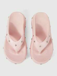 ROMWE Grunge Punk Sepatu Wanita Sandal Pink Rock Punk, Sandal Jepit Musim Panas Bertali Terbuka dengan Hiasan Paku Keling Gaya Goth Pantai Roman, Sepatu Musim Panas - Merah muda + paku keling - View 6