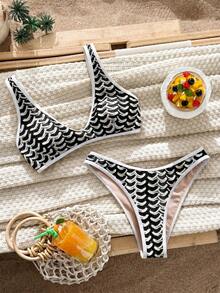 Swim Vcay Conjunto de bikini sexy con diseño fruncido a juego de tela de color claro de moda de verano - Multicolor - Ver 8