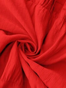 Vionelle Vestido regular con volantes y unicolor de estilo francés, talla grande, primavera/verano - Rojo - Ver 8