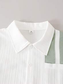 SHEIN Conjunto de 2 piezas para niño preadolescente caballero: Camisa verde de manga larga + Corbata de moño + Pantalones verdes, conjunto elegante para fiesta de cumpleaños, boda, recital, ceremonia de graduación, ocasiones formales - Multicolor - Ver 7