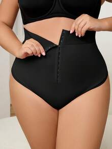 SHEIN CURVE+ Curve Plus High Waist Tummy Control Pants Plus Size Tummy Control Underwear High Waisted Tummy Control Shapewear Panties - Black - View 9