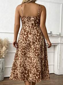 EMERY ROSE Lässiges Kleid in Große Größen für Frauen, geeignet für Neujahr, Valentinstag, Thanksgiving, Weihnachten, Ostern, Nationalfeiertag, Abschlussball, Silvester, Weihnachtsfeier, Weihnachtsdekoration, Weihnachts-Loungewear, Frühjahrsurlaub - Braun - Übersicht 2