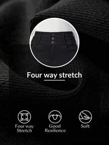 EMERY ROSE High Waist Button Fly Skinny Jeans - Black - View 8