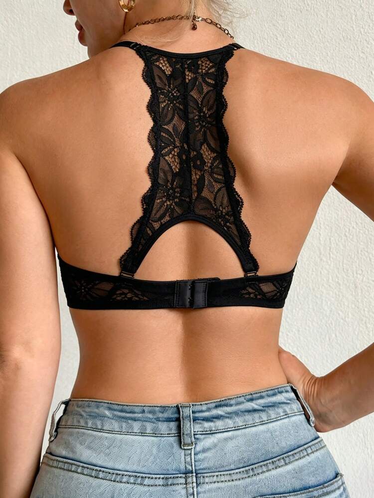 DesireSculpt Áo ngực vải dệt kim xếp ly chéo - màu đen - Xem 2