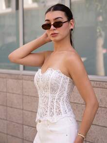 Andrea Bello 女款休閒度假西式海灘婚禮賓客服裝 開學畢業早午餐上衣，女款白色度假穿搭 - 白色 - 查看 6