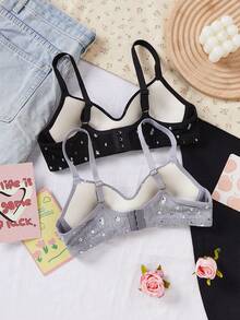 Áo ngực không dây hoa văn Jacquard ngọt ngào, vải mỏng, dành cho nữ sinh tuổi teen - Nhiều màu - Xem 2