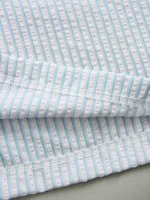 Pantalones Casuales a Rayas Amarillas para Mujer , Textura de Burbujas, Cintura Alta, Pierna Ancha, Corte Holgado, Cintura Elástica con Cordón, Pantalones de Pana - Azul 2 - Ver 5