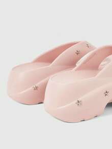 ROMWE Grunge Punk Sepatu Wanita Sandal Pink Rock Punk, Sandal Jepit Musim Panas Bertali Terbuka dengan Hiasan Paku Keling Gaya Goth Pantai Roman, Sepatu Musim Panas - Merah muda + paku keling - View 3